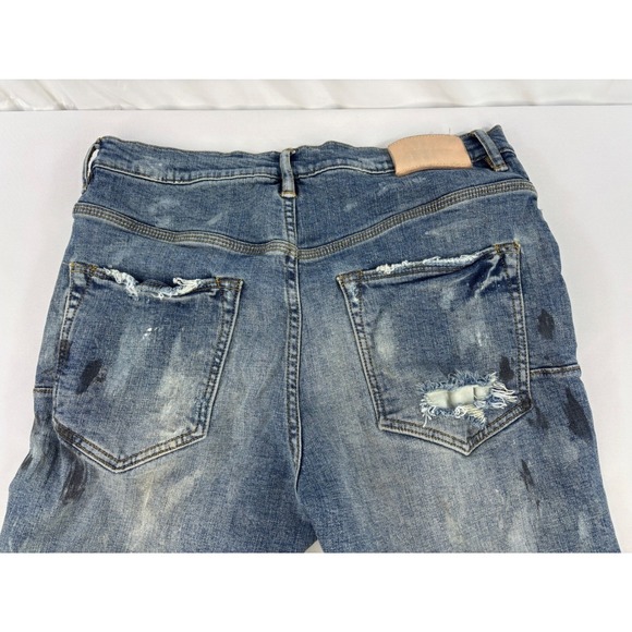 Purple Brand P002 - Worn Mid Indigo Destroy size 32